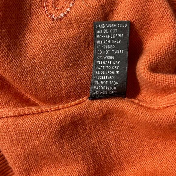 Y2K VTG Josephine Chaus Women Beaded Flower Cardigan L Peach Cottagecore Boho - Picture 9 of 10